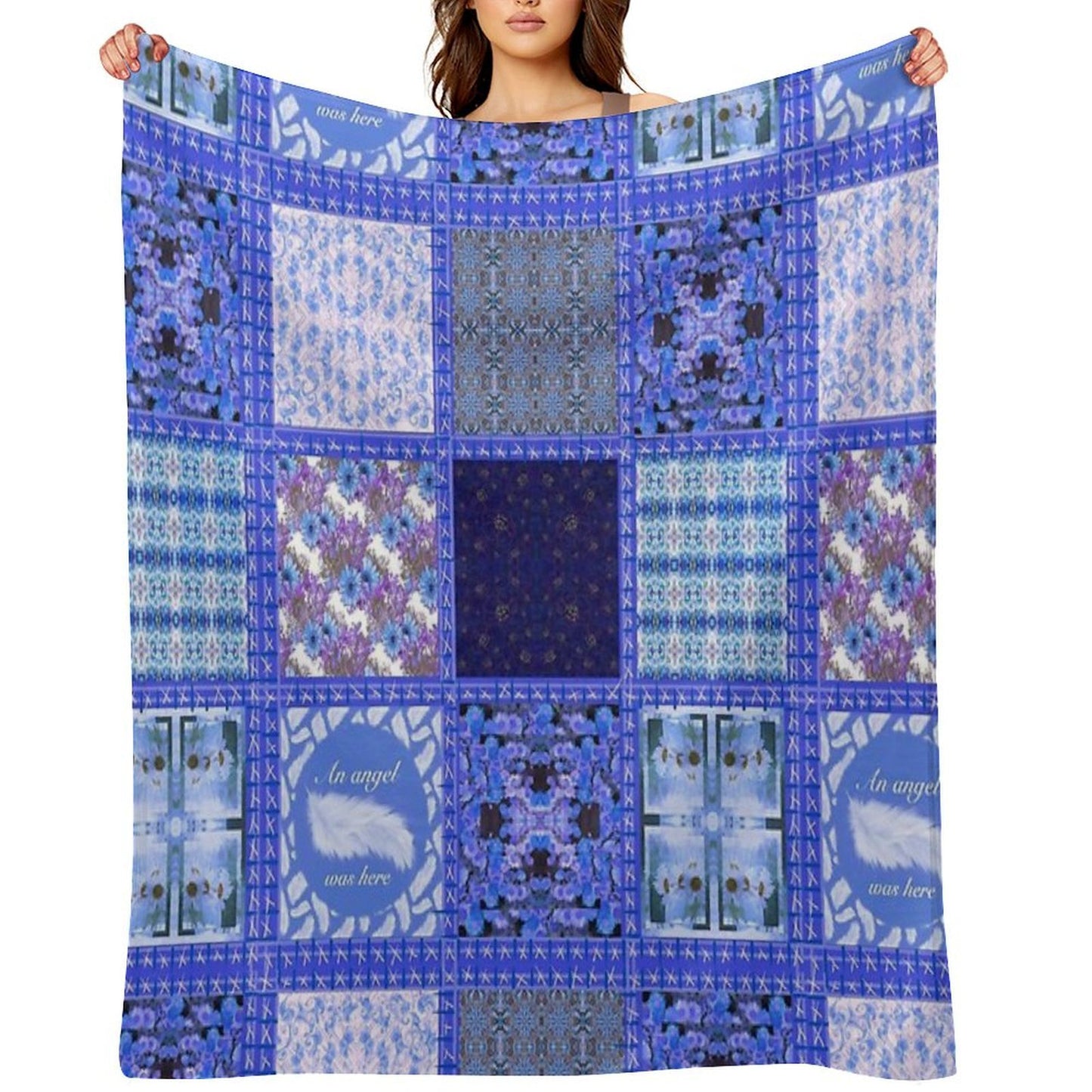 Blue Patchwork Quick-dry Throw Blanket
