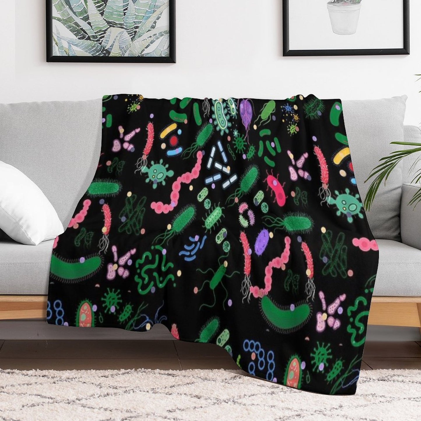 Microbiologist Pattern Microbes, Virus, Bacteria-microbiology Quick-dry Throw Blanket