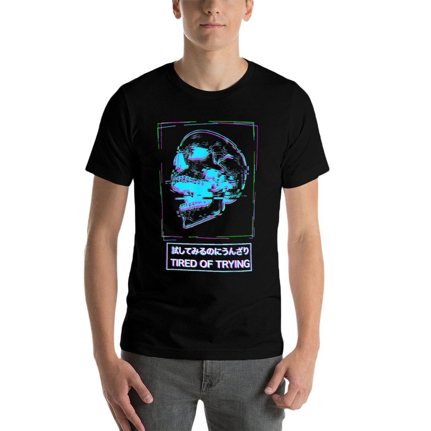 Aesthetic Vaporwave Japanese Tired of Trying - Futurism Moisture-wicking T-Shirt