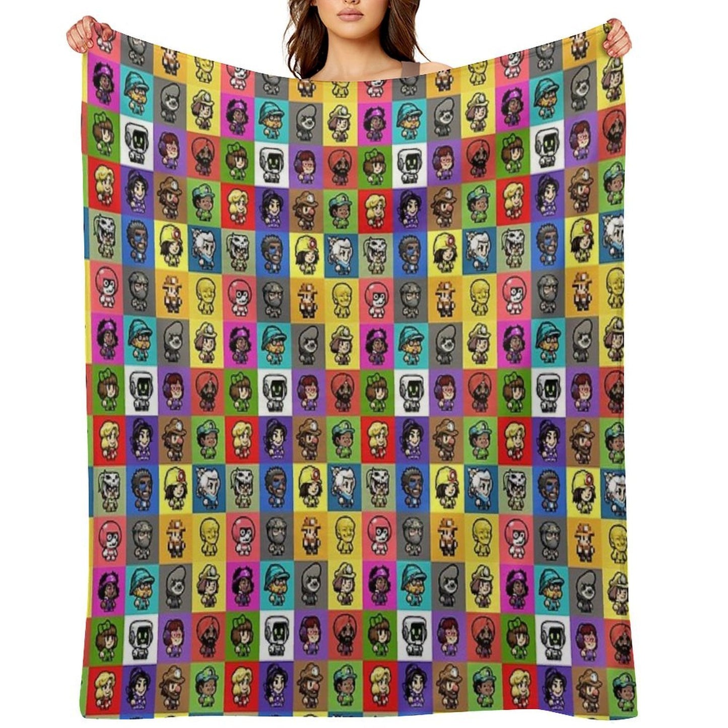 Spelunky 2 Player Characters Pattern Comfort Throw Blanket