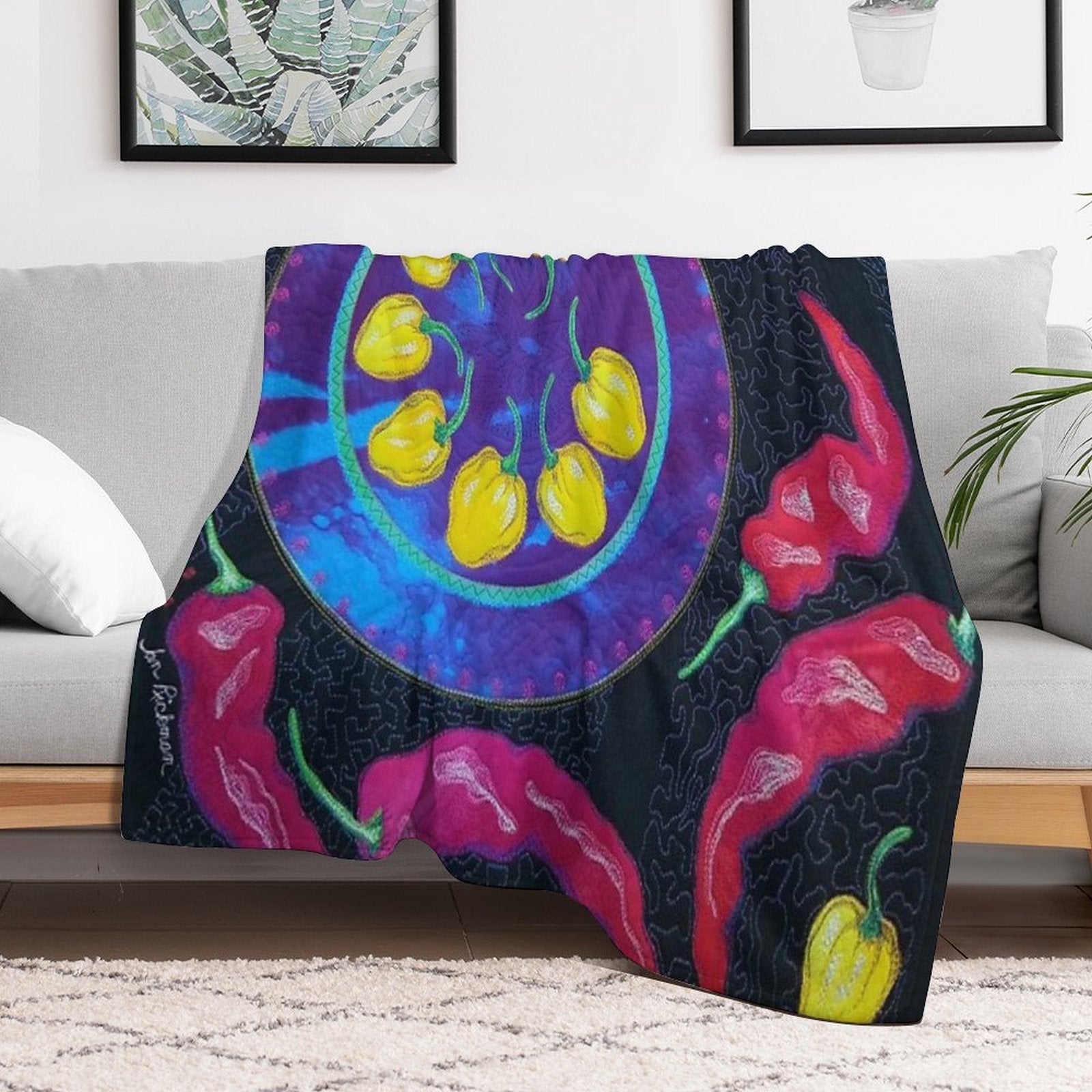 Hotta Hotta - Hot Chili Peppers Velvety-soft Throw Blanket