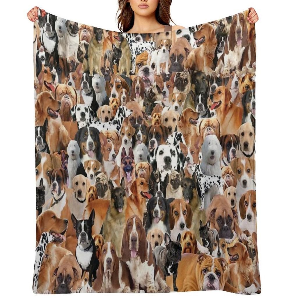 Dogs All Over Different Breed Dog Montage Design Durable Throw Blanket