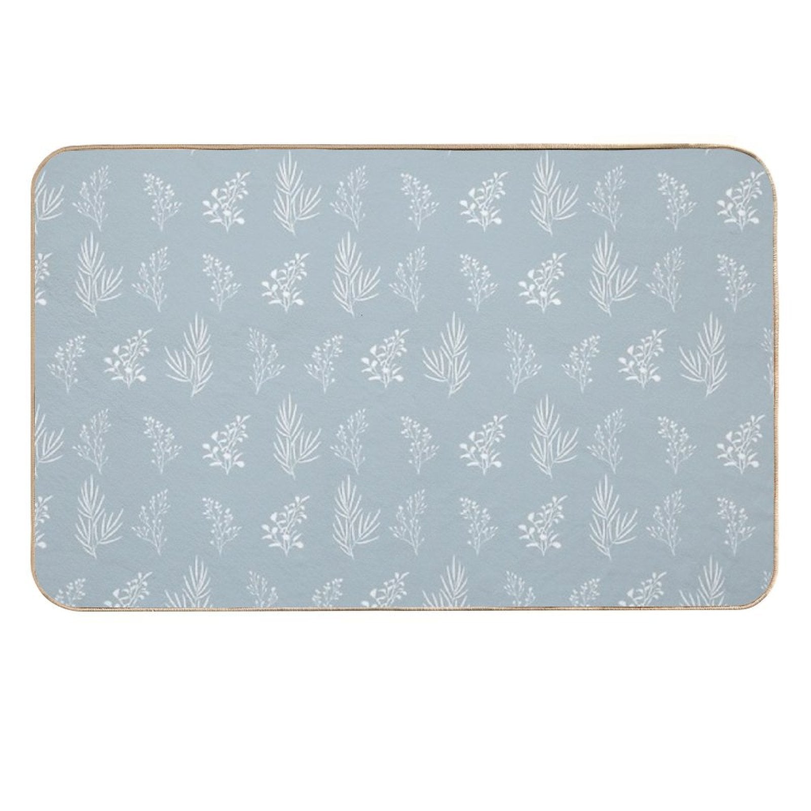 Seamless Isolated Silhouette Pattern of Tree Branches with Leaves.  High-Traffic Bath Mat