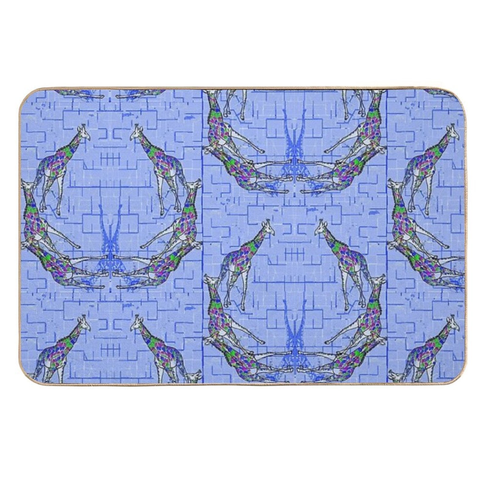 Blue Giraffes  Easy Maintenance Bath Mat