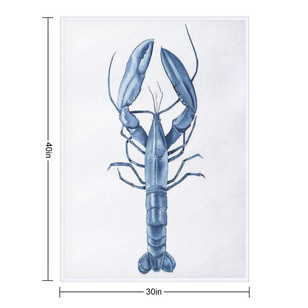 Blue Watercolor Lobster Eco-conscious Throw Blanket
