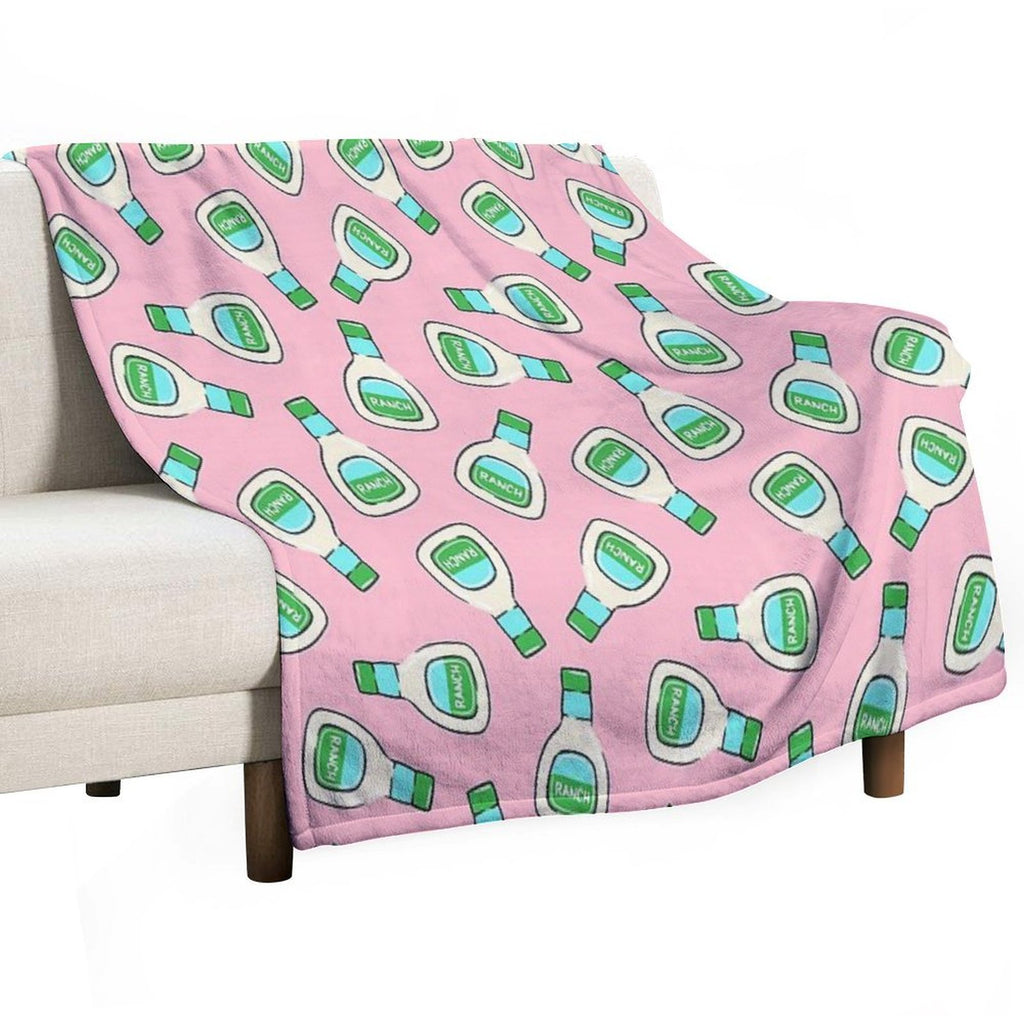 Ranch - Salad Dressing Bottle (pink) Plush Throw Blanket