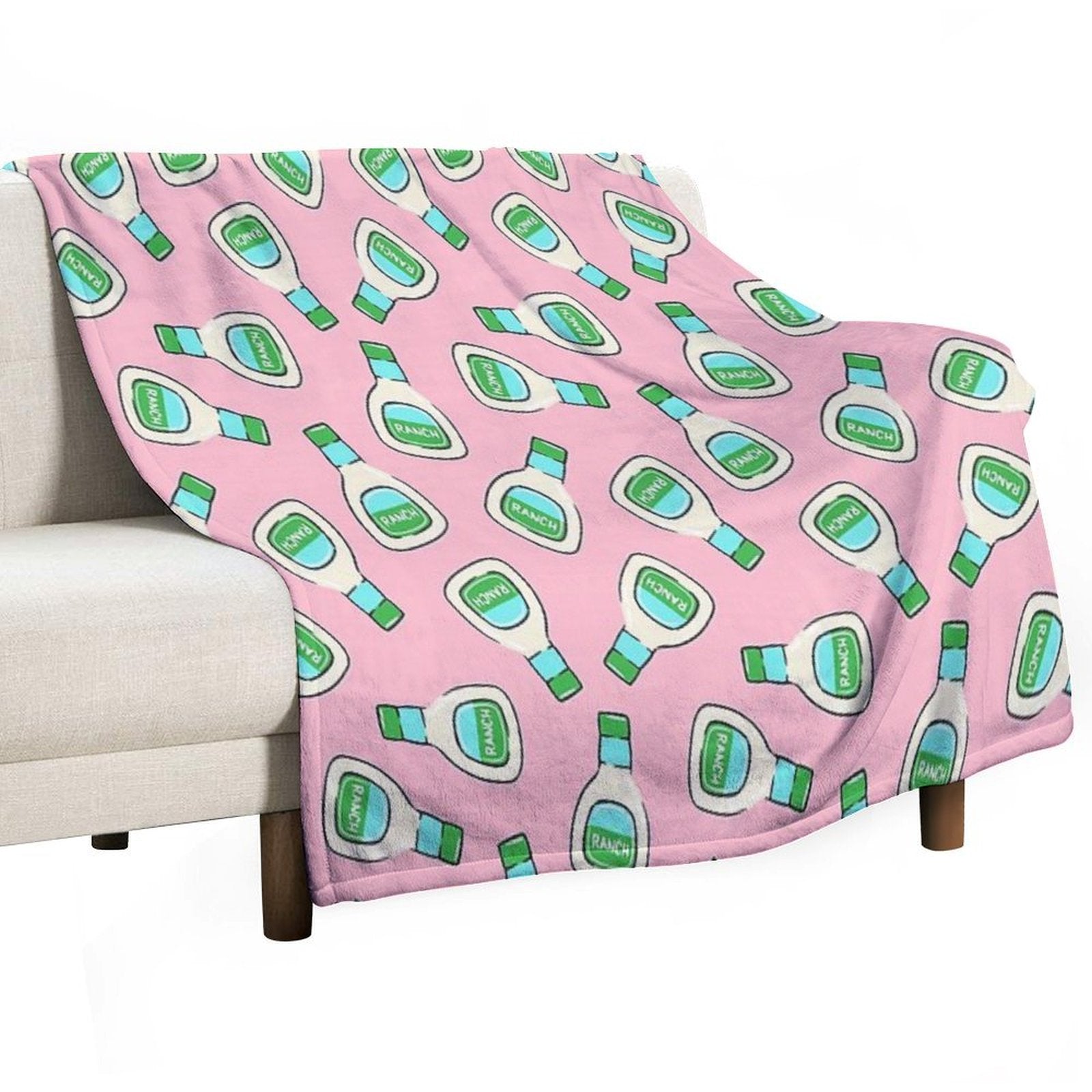 Ranch - Salad Dressing Bottle (pink) Plush Throw Blanket