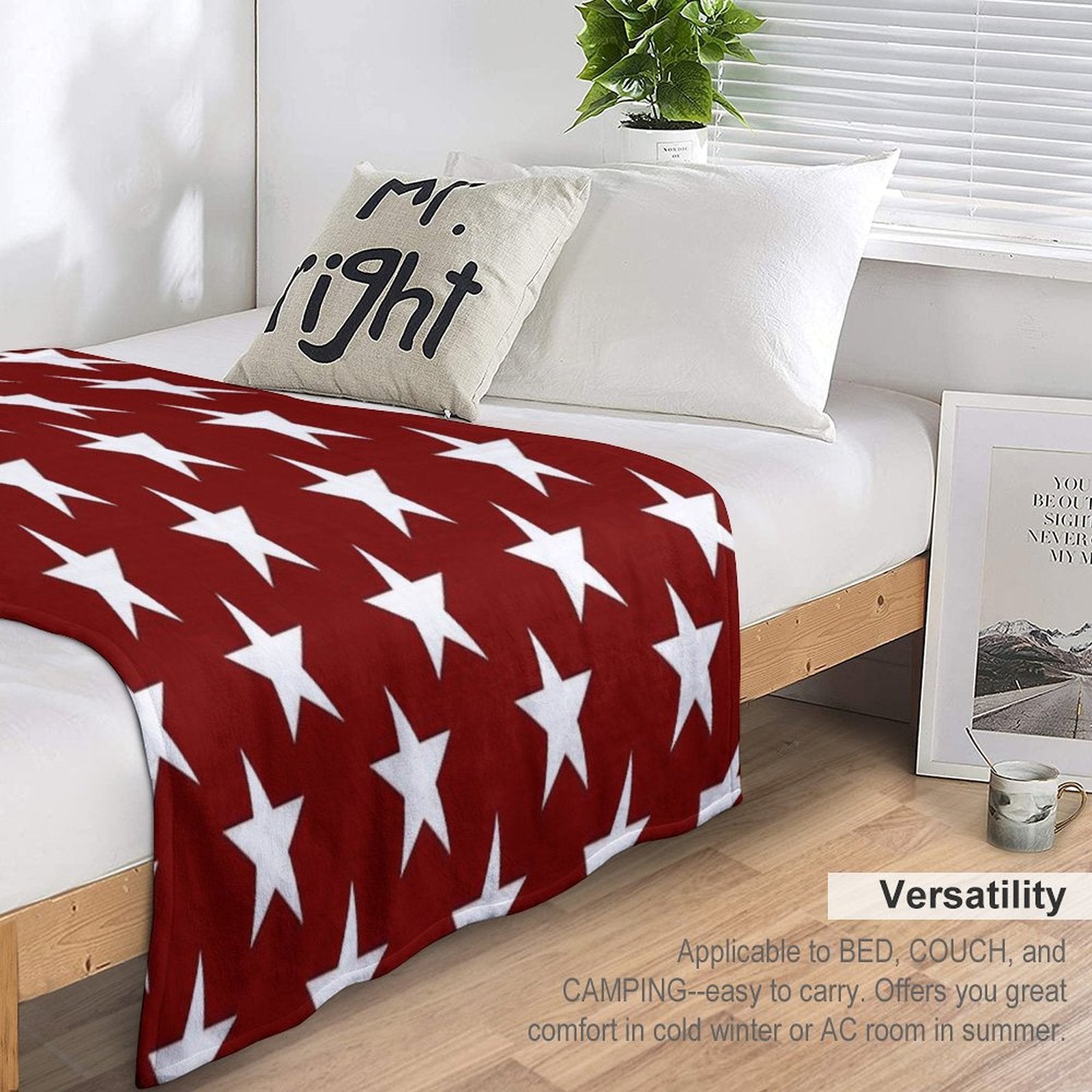 Stars on Crimson Velvety-soft Throw Blanket