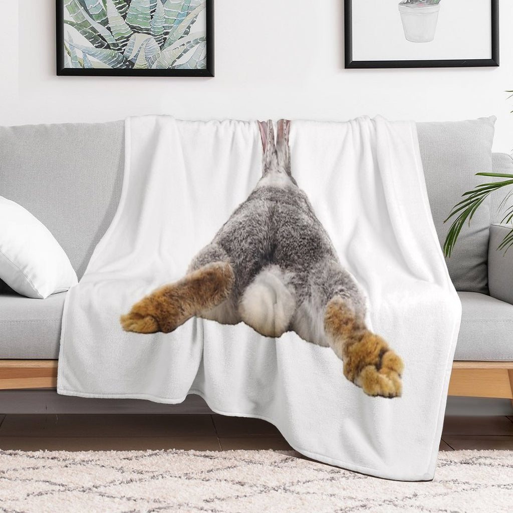 Cute Bunny Rabbit Tail Butt Image Picture Machine-washable Throw Blanket