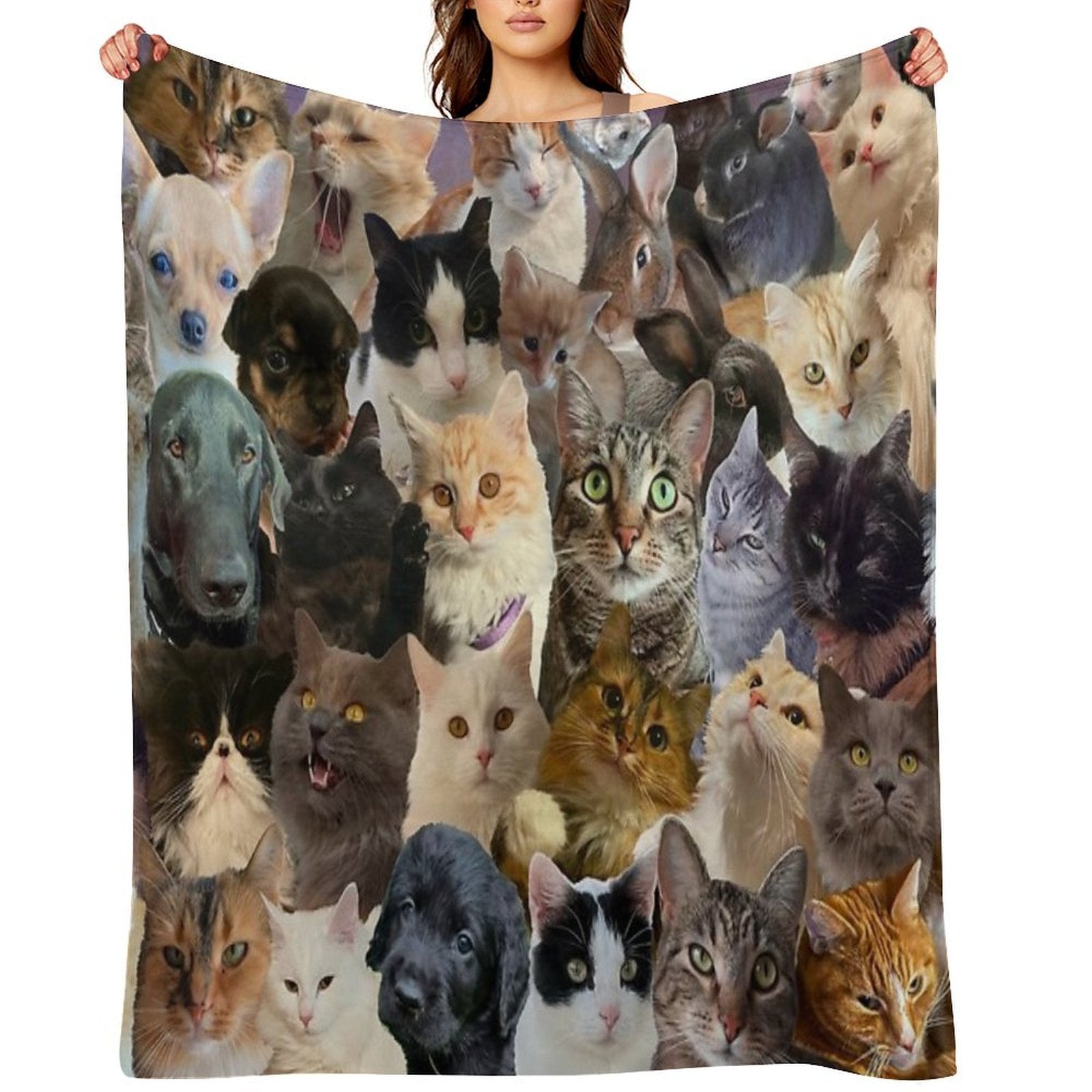 Maximalism Animal Puzzle Pattern Comfort Throw Blanket