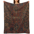 Boho Chic Dark VI  17th Century Colorful Medallion Red Blue Green Brown Ornate Accent Rug Pattern Versatility Throw Blanket