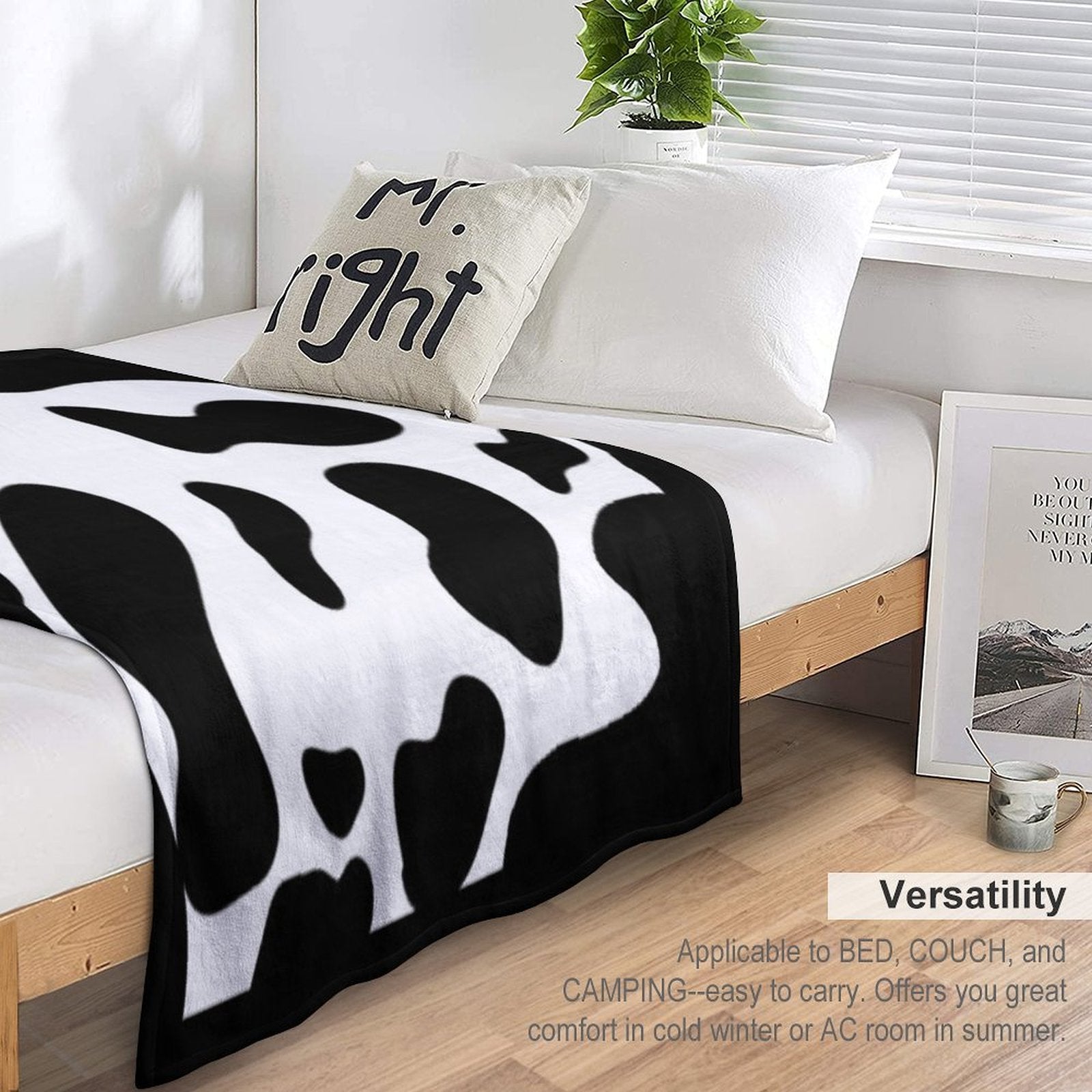 Cow Print Eco-conscious Throw Blanket