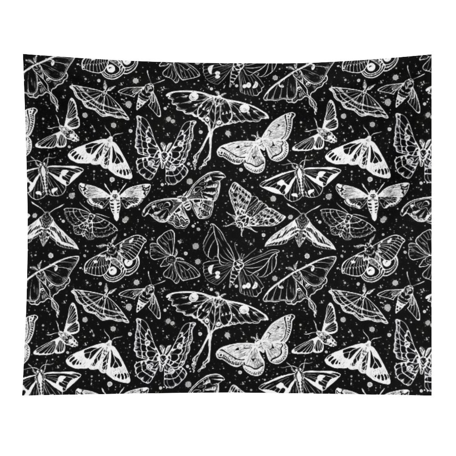 Moth Magic on Black Tapestry