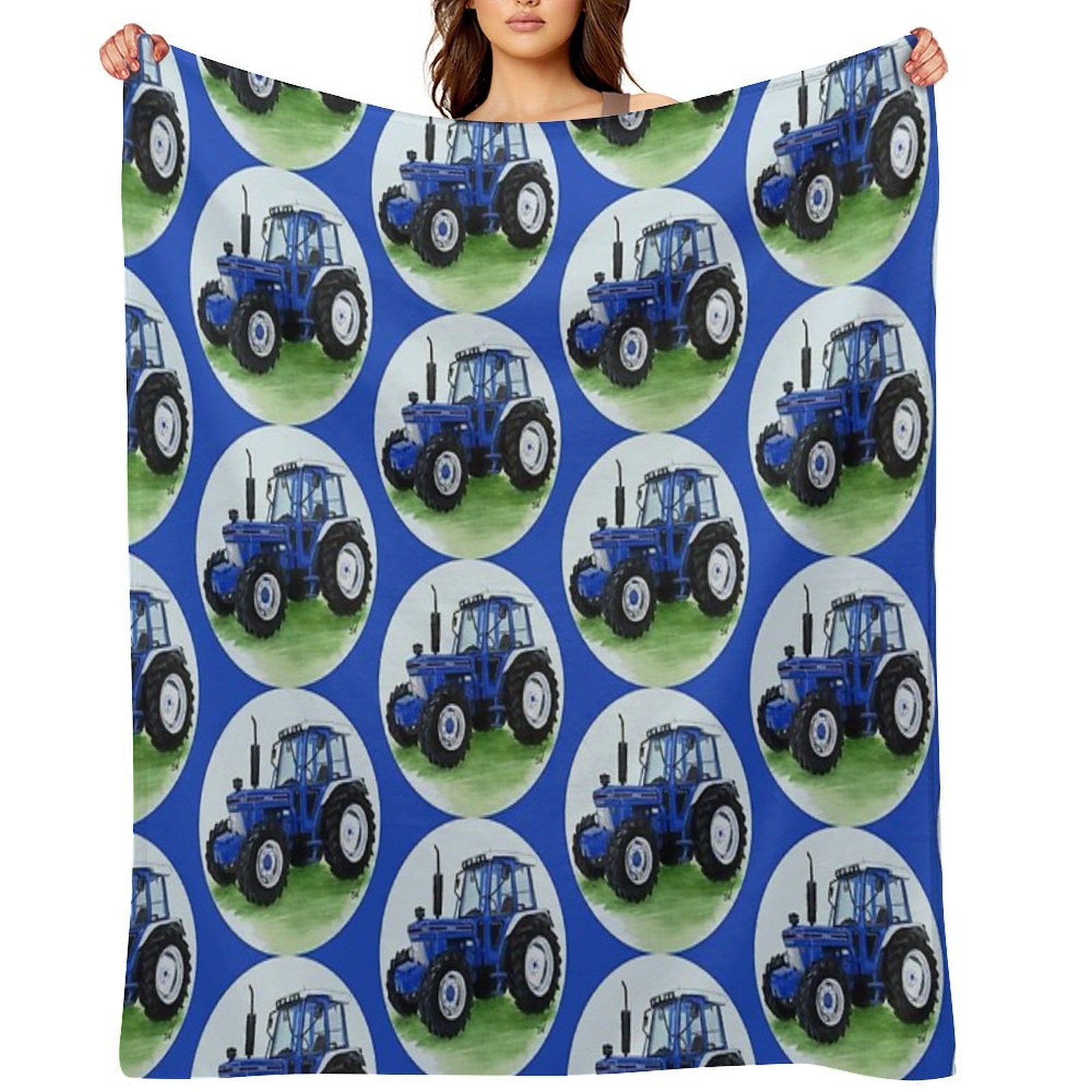 Blue Classic Tractor (blue Background) Wrinkle-free Throw Blanket