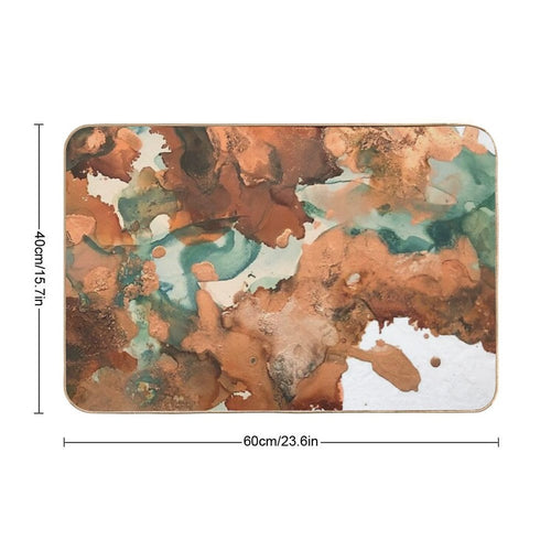 Autumn Turning - Copper And Mint Abstract  Anti-Trip Bath Mat