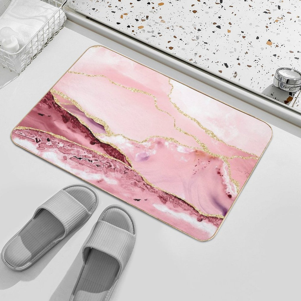 Beautiful Mermaid Faux Marble With Gold Glitter Veins  Toxin-Free Bath Mat