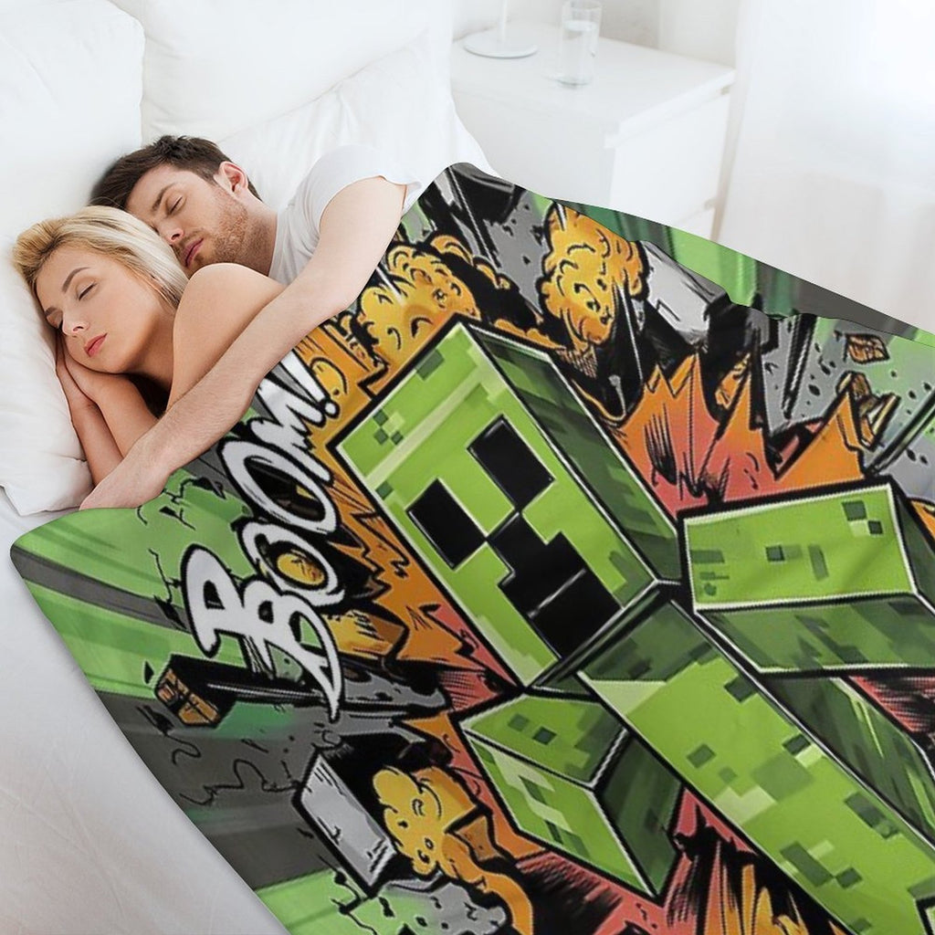 Creeper Explosion Sustainable Throw Blanket