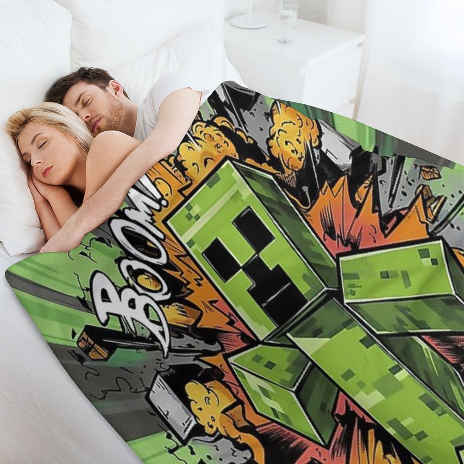 Creeper Explosion Sustainable Throw Blanket