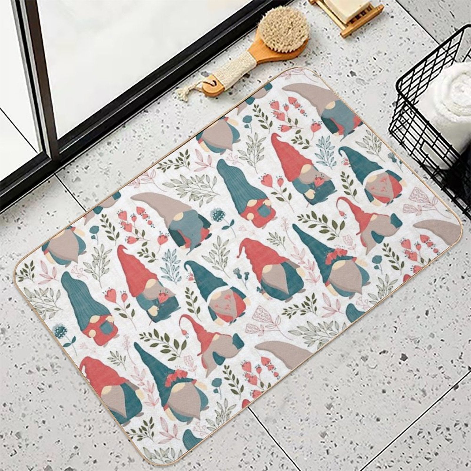 Floral Gnomes  Toxin-Free Bath Mat