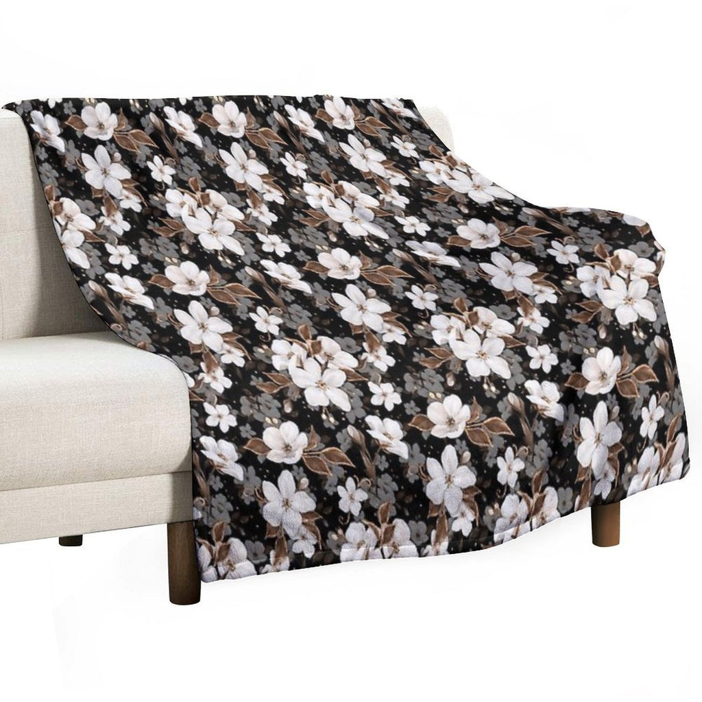 Apple Flowers. Decorative Floral Pattern Sustainable Throw Blanket
