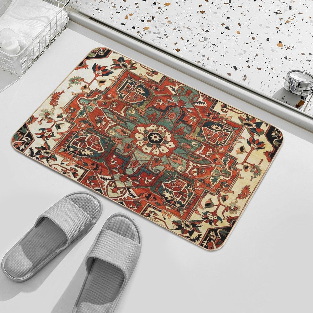 Antique Persian Heriz Rug Print Durable Bath Mat