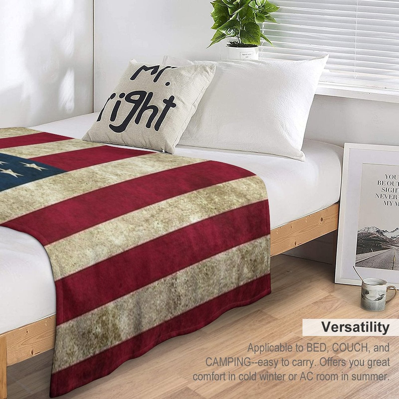 American Flag Vintage Plush Throw Blanket