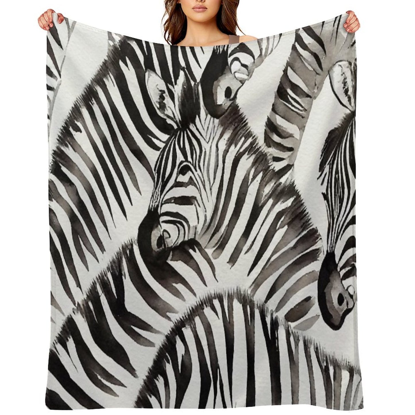 Zebra Watercolor Print, Animal Print, Durable Throw Blanket