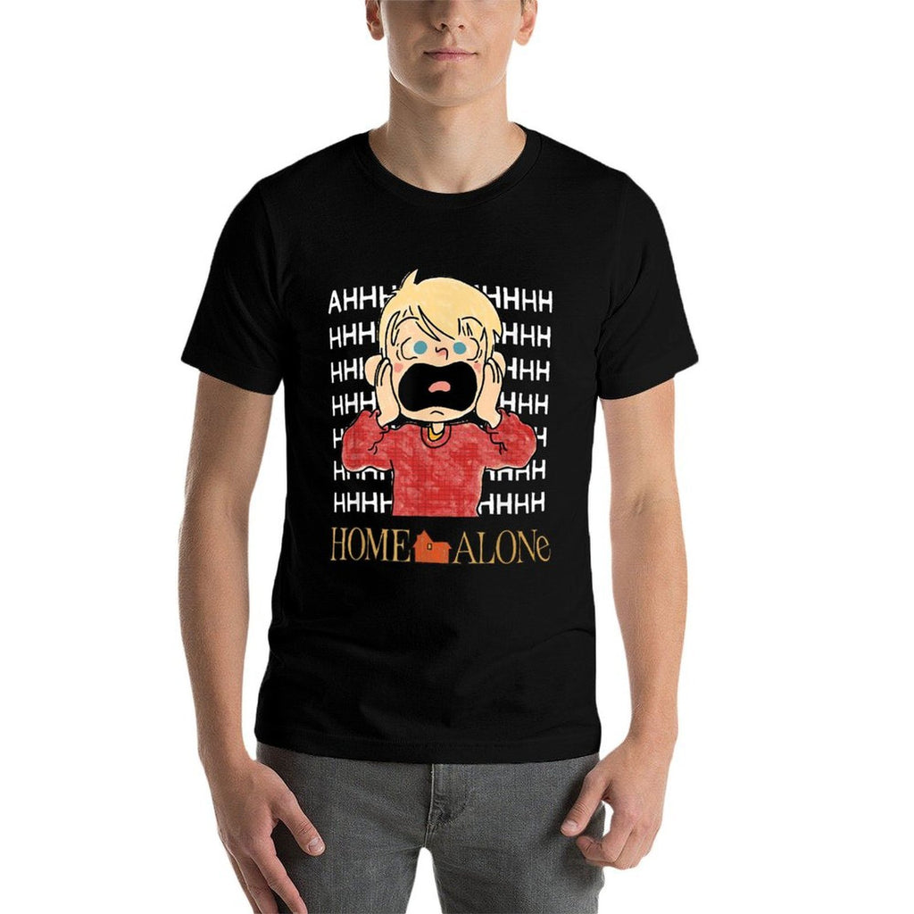 Home Alone Christmas Kevin McCallister Screaming Doodle Art  Graphic-printed T-Shirt