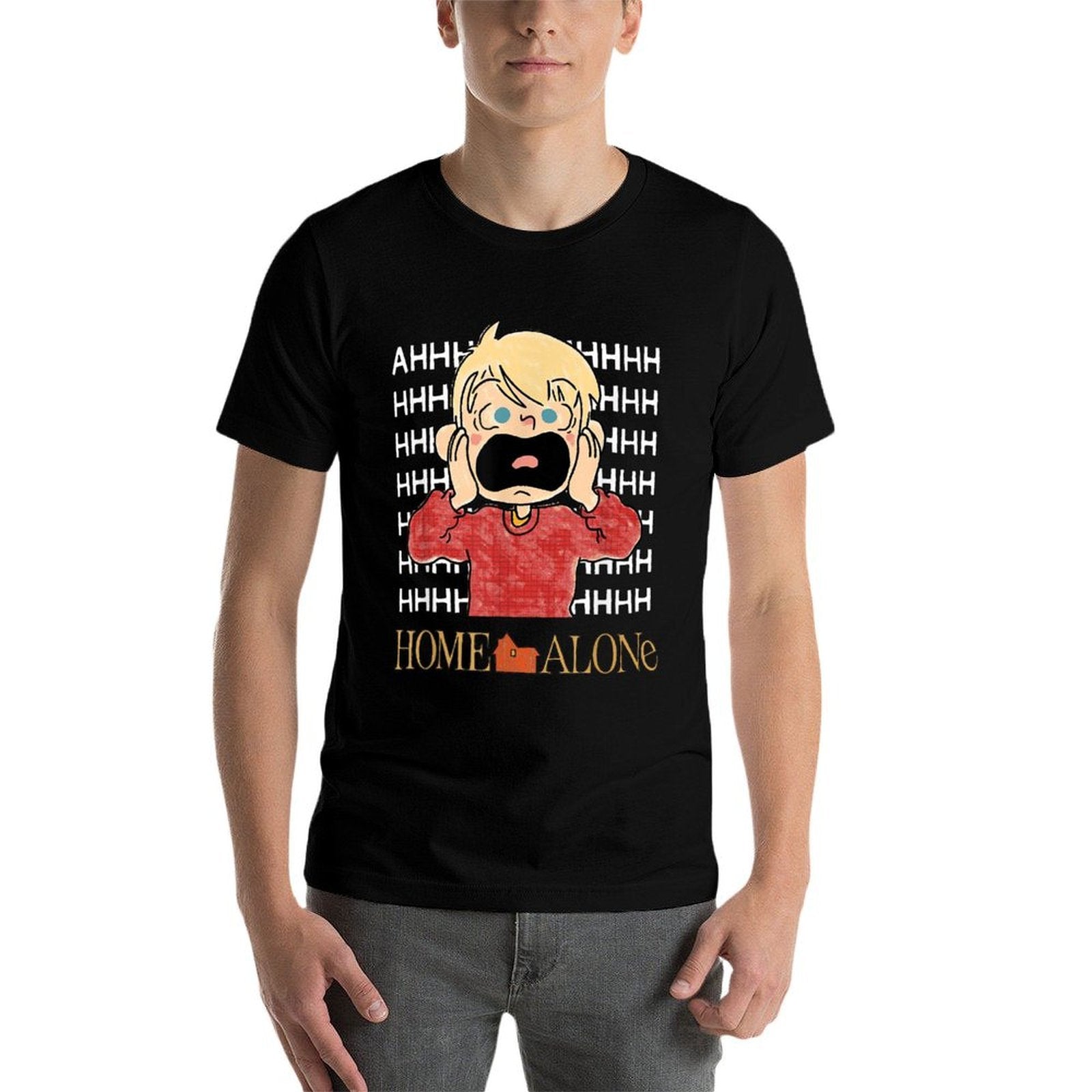 Home Alone Christmas Kevin McCallister Screaming Doodle Art  Graphic-printed T-Shirt