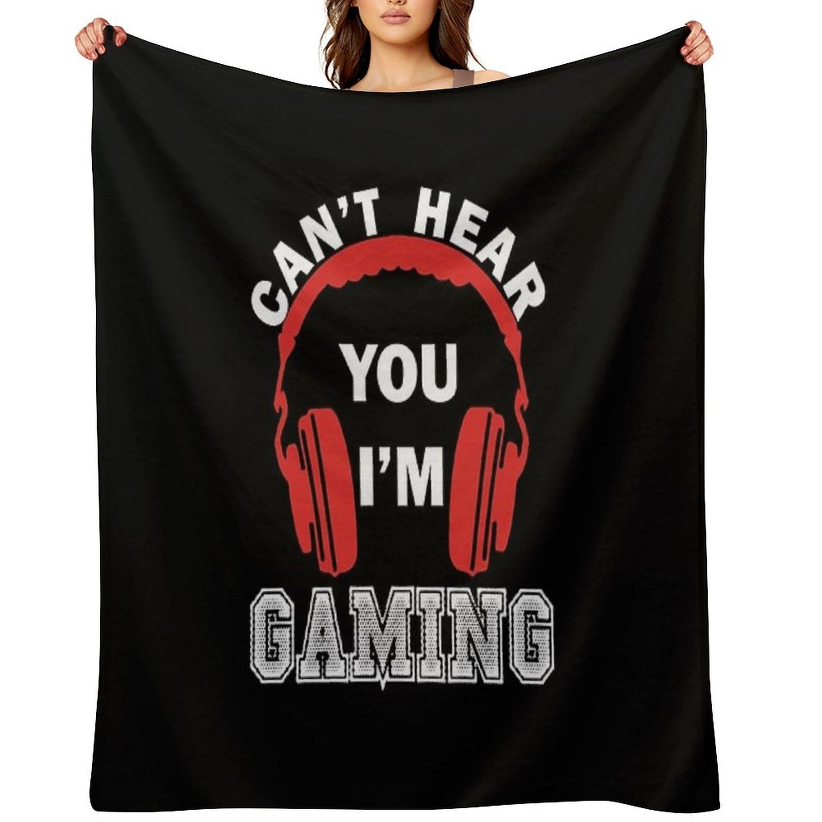 Video Gaming Gift Gamer Headset  Design Wrinkle-free Throw Blanket