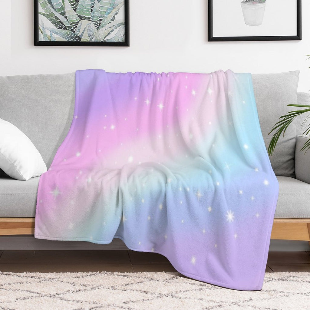 Kawaii Rainbow Magic Plush Throw Blanket