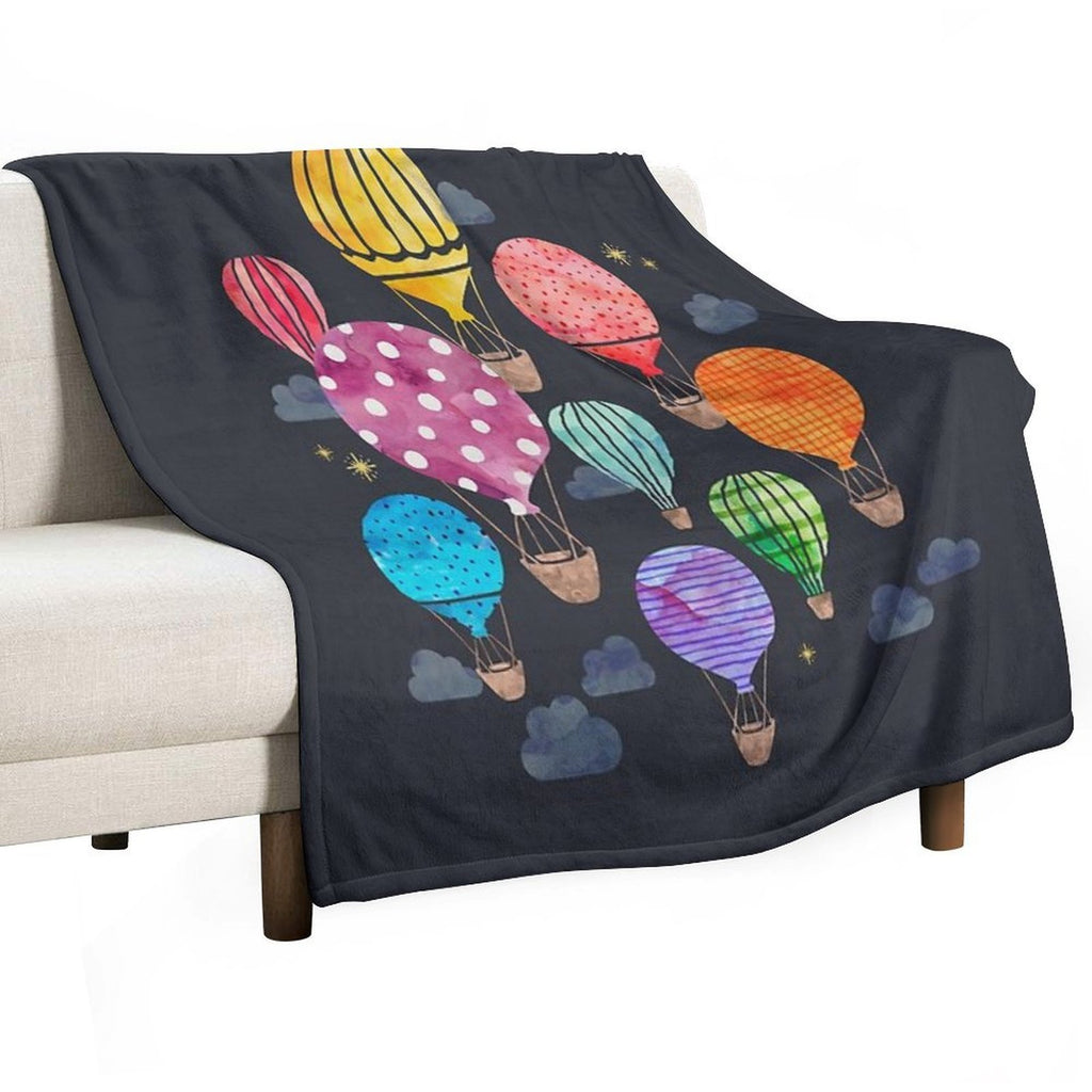 Hot Air Balloon Night Premium Throw Blanket