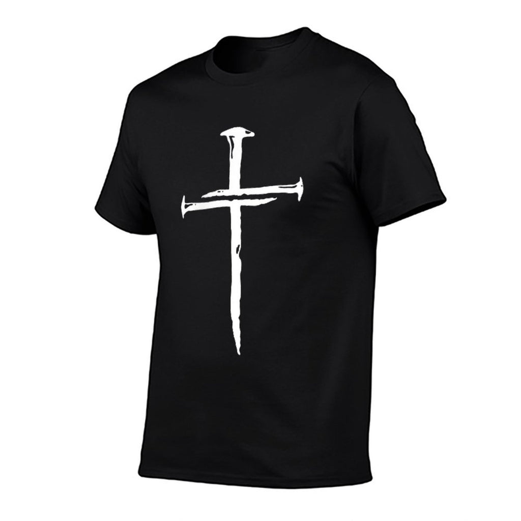 Modern Christian Faith Apparel Gifts Christian Minimalist Religious Jesus Christ Three Nails Cross  Heathered Texture T-Shirt