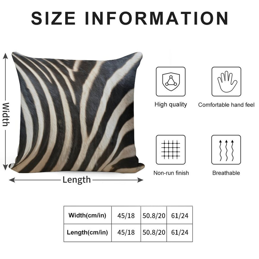 Zebra Soft Short Plush Fabric Throw Pillow