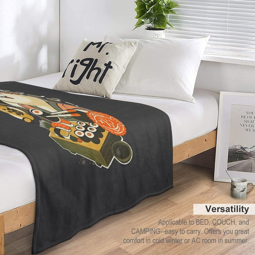 Sushi Chef Cat - Funny Restaurant Kitty - Japanese Food Easy Care Throw Blanket