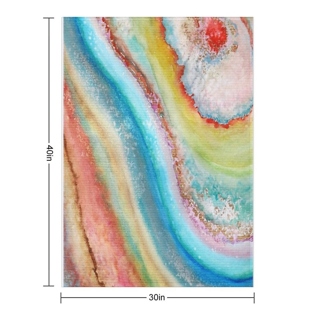 AGATE Inspired Watercolor Abstract 01 Quick-dry Throw Blanket