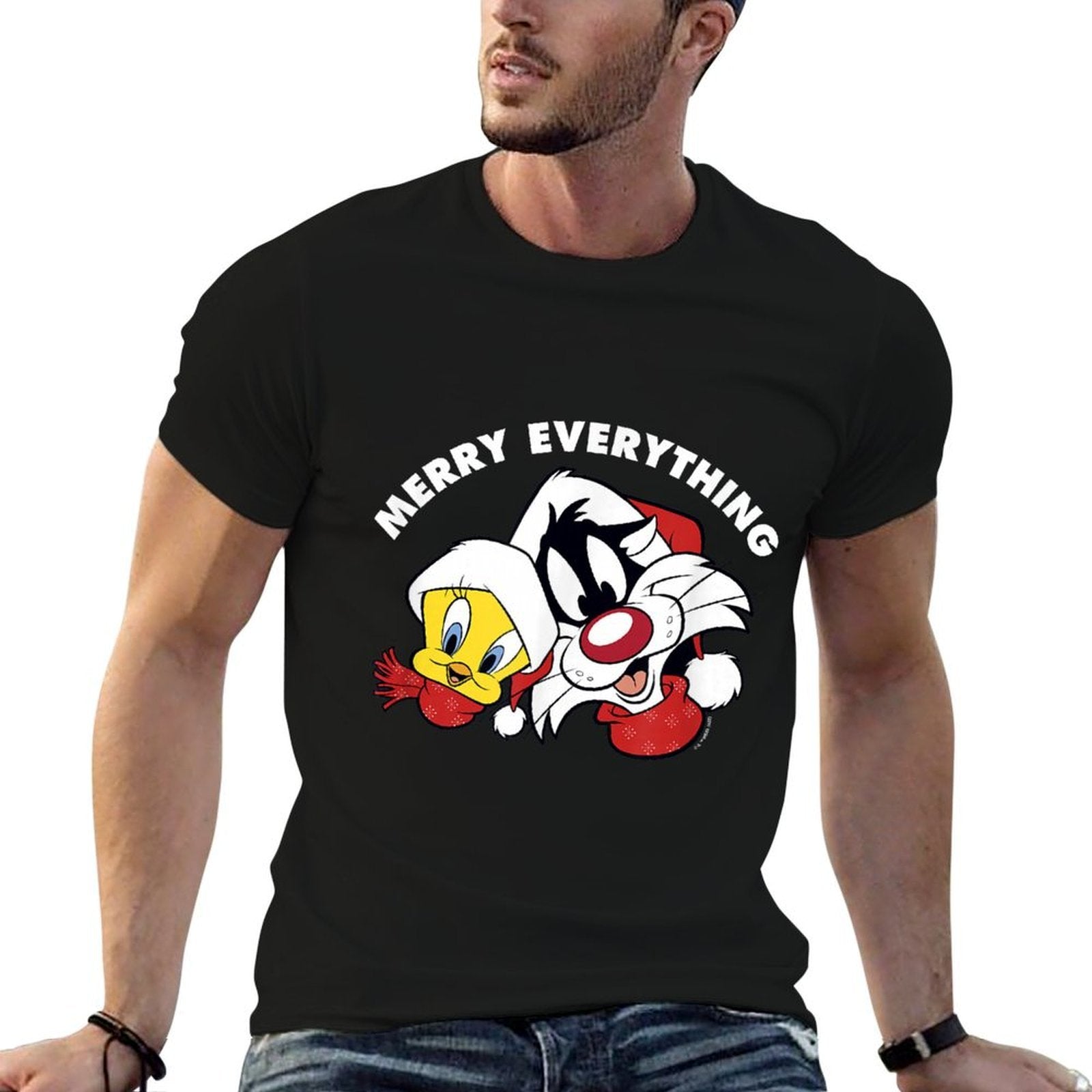 Looney Tunes Sylvester And Tweety Merry Everything Christmas  Odor-resistant T-Shirt
