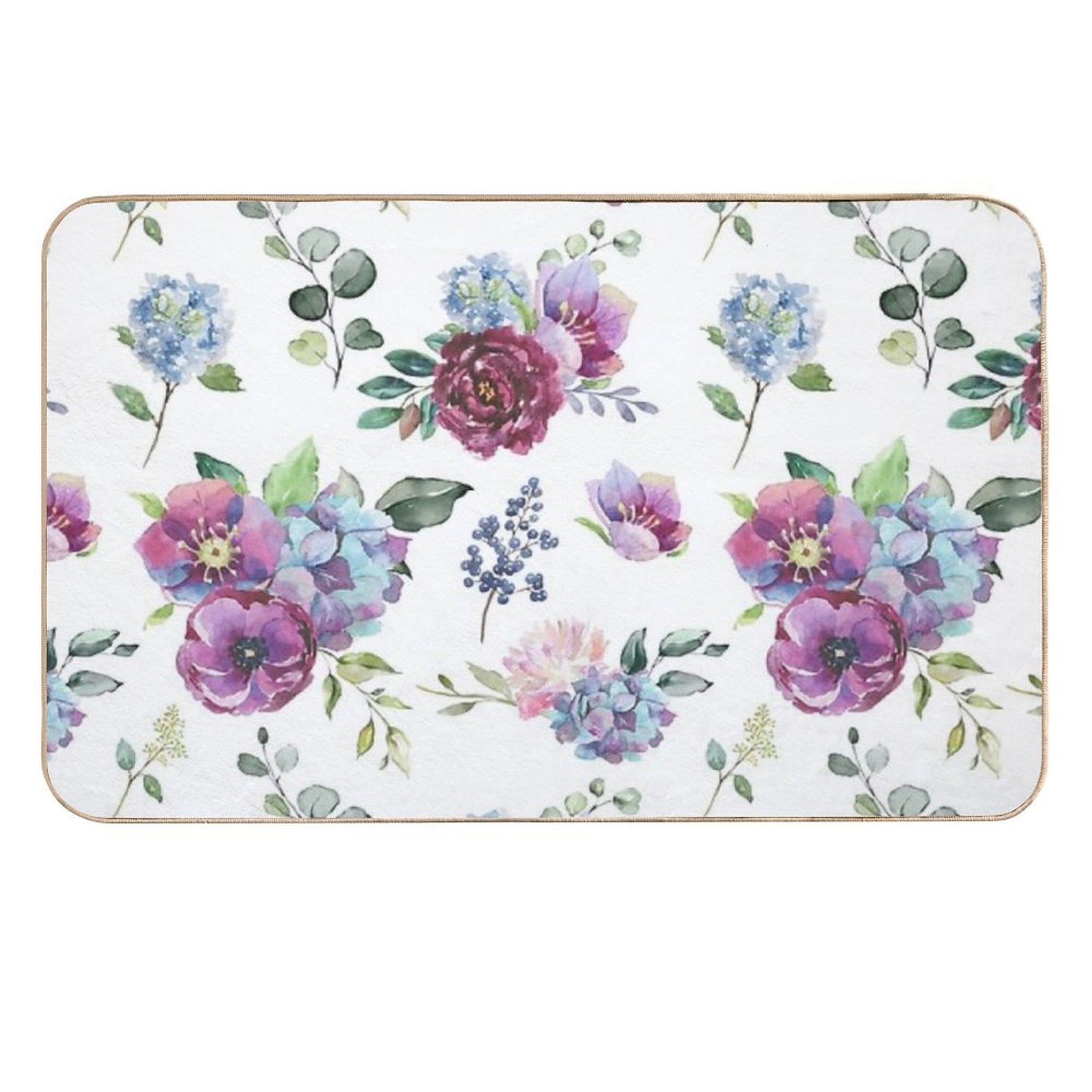 Blue Floral Print  Absorbent Bath Mat