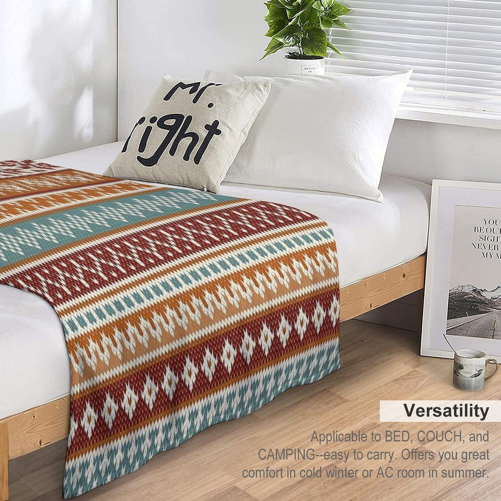 Fair Isle Fox Vibes Travel-friendly Throw Blanket