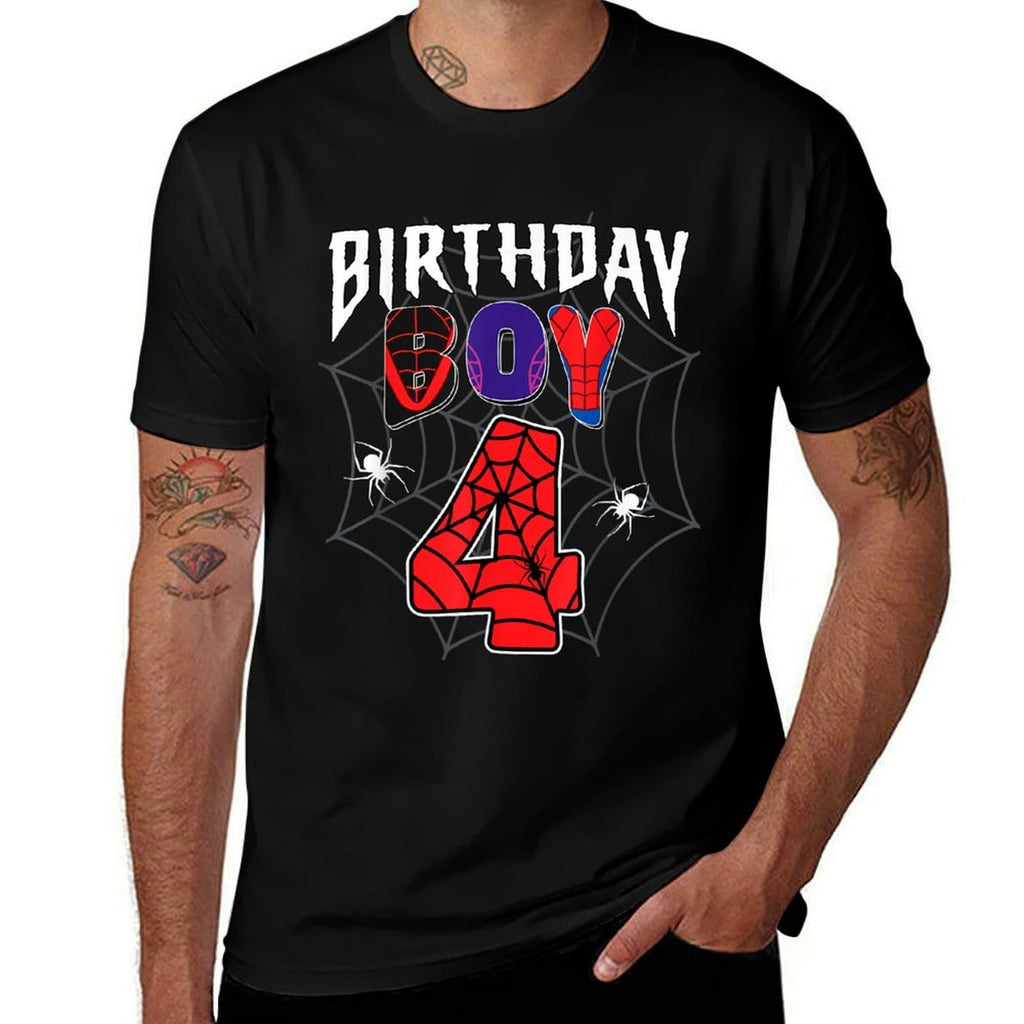 Birthday Boy 4 It's My 4th Birthday Spider Party 4 Year Old  Odor-resistant T-Shirt