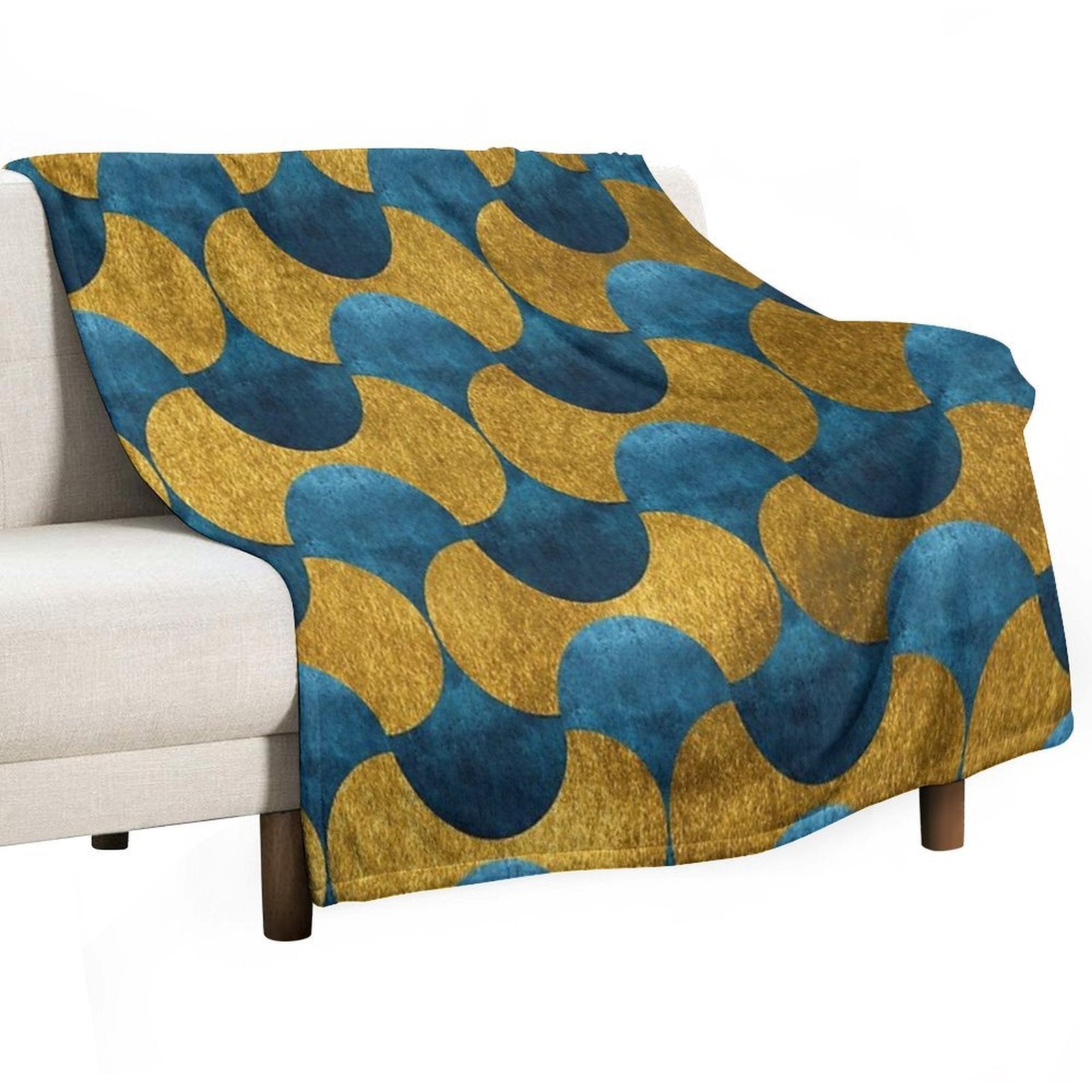 Dubai Nights Gold And Teal Pattern Sustainable Throw Blanket