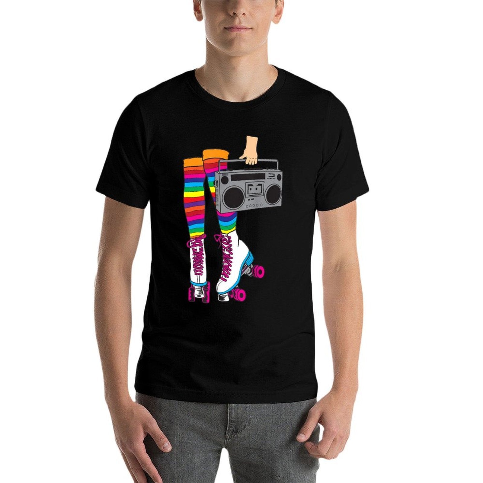 Retro Rollerskates Funny 80s Roller Disco Skating Girl Gift  Wrinkle-resistant T-Shirt