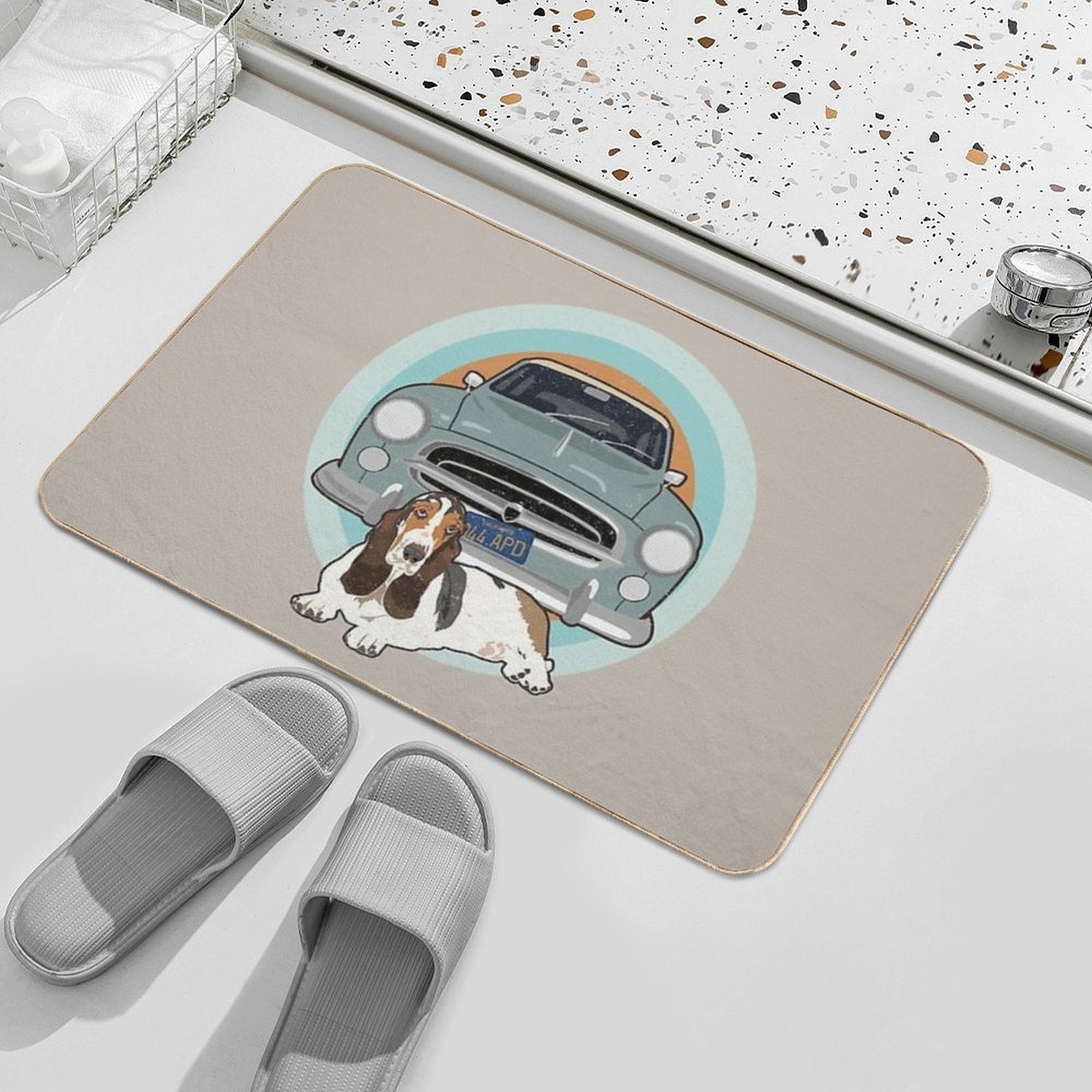 Columbo Car And Dog  Non-Slip Bath Mat