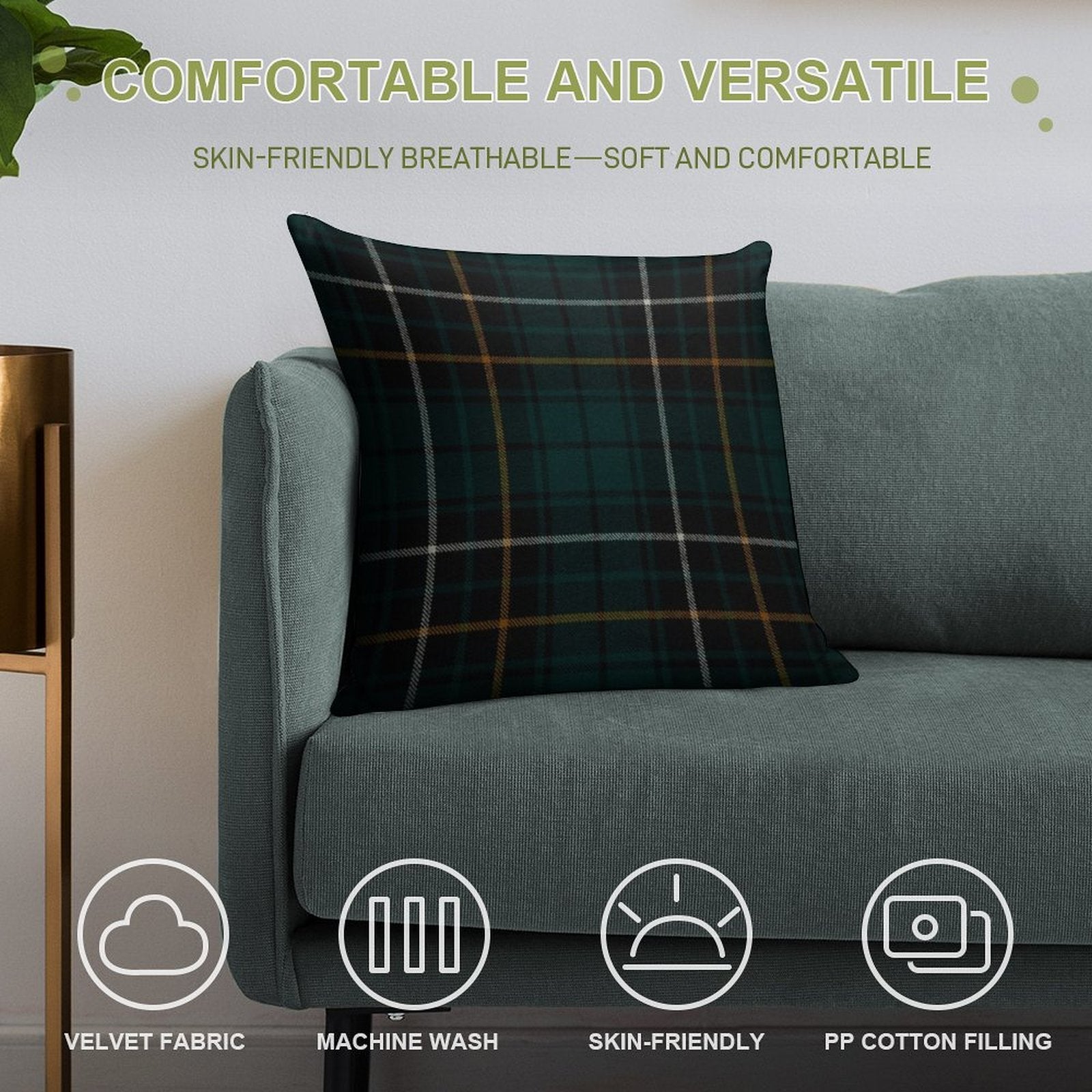 MacAlpine Scottish Tartan Soft Warmth Comfort Throw Pillow