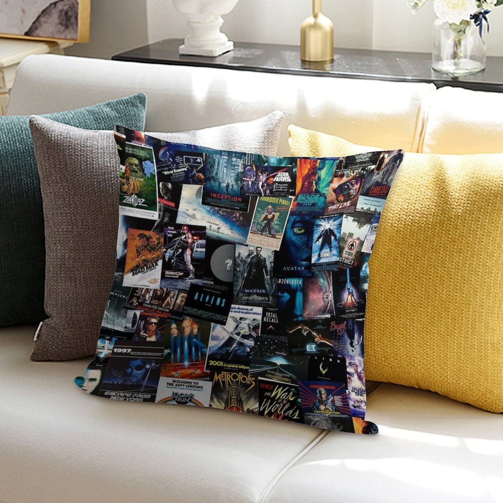 Sci-Fi Movie Posters Soft Luxury Feel Throw Pillow