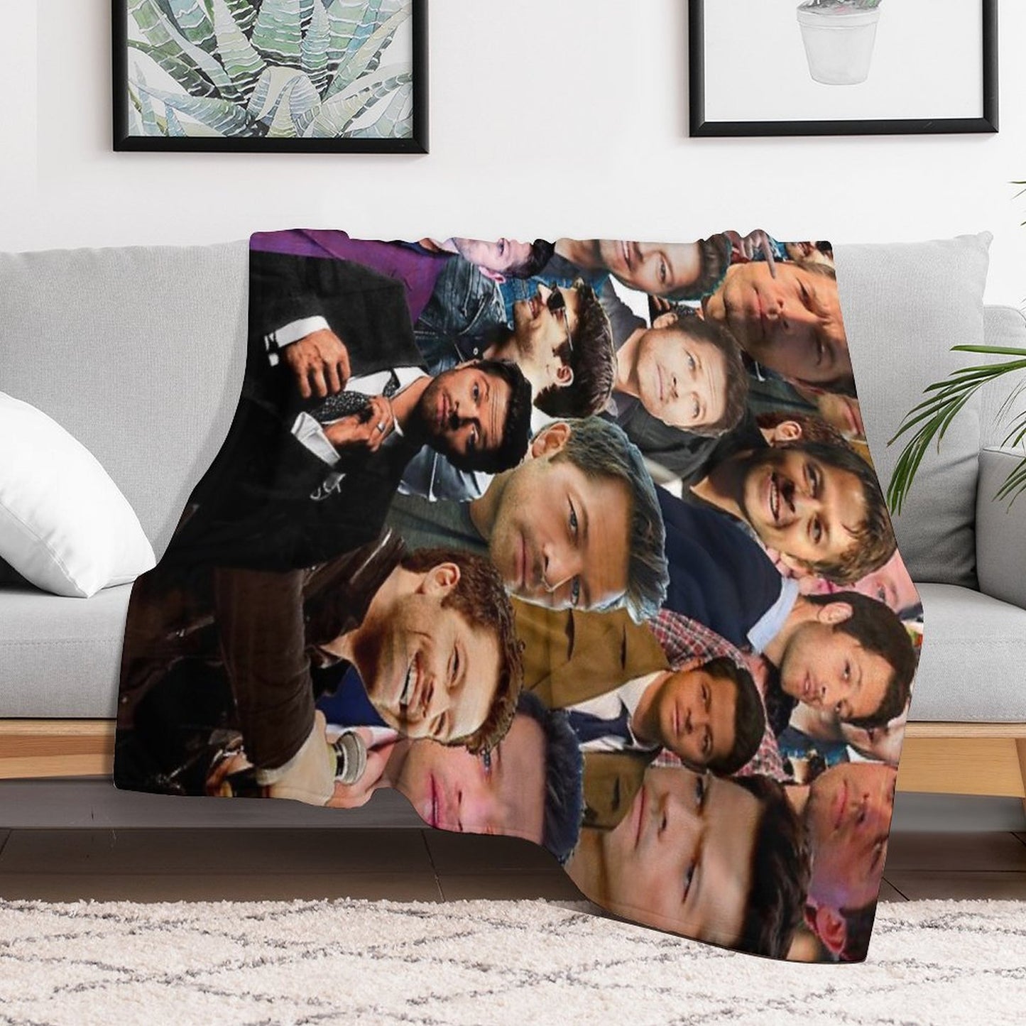 Misha Collins Photo Collage Sustainable Throw Blanket