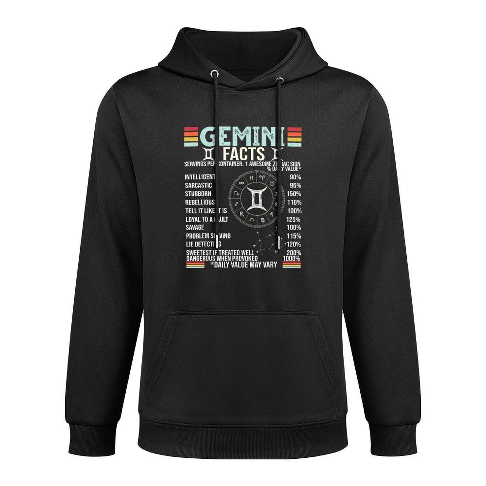 Vintage Astrology May June Birthday Zodiac Sign Retro Gemini Cotton-Polyester Blend Hoodie
