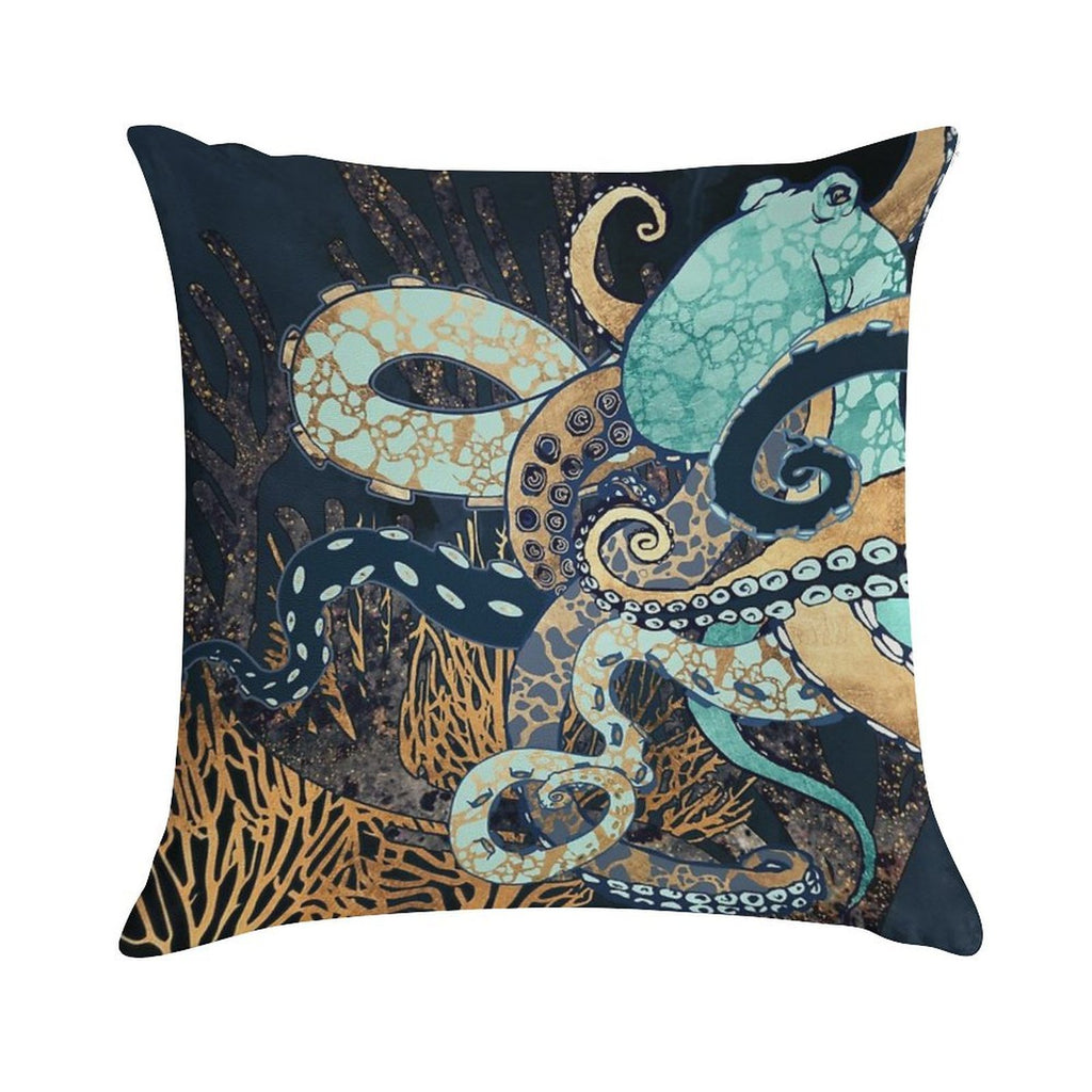 Metallic Octopus II Soft Decorative Cover Throw Pillow