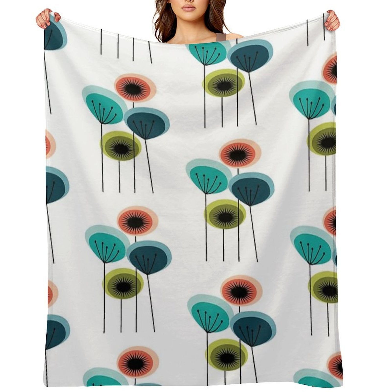 Flowers - Mid Century Premium Throw Blanket