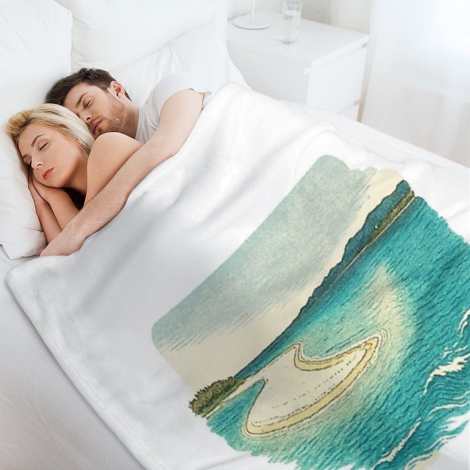 Sandbar Seascape Art  Serene Coastal View - Retro Island Vibes Multi-functional Throw Blanket